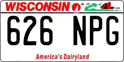 WI license plate 626NPG