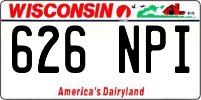 WI license plate 626NPI