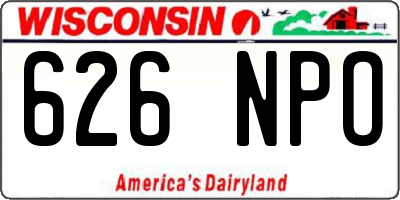 WI license plate 626NPO