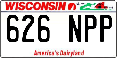 WI license plate 626NPP