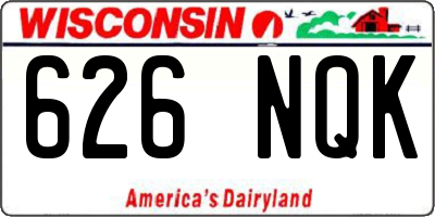 WI license plate 626NQK