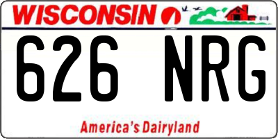 WI license plate 626NRG