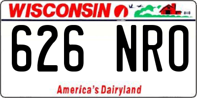 WI license plate 626NRO
