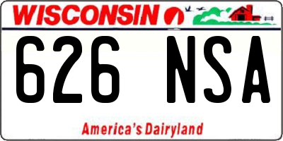 WI license plate 626NSA
