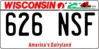 WI license plate 626NSF