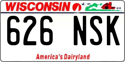 WI license plate 626NSK