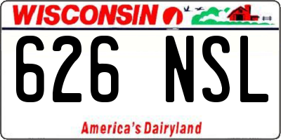 WI license plate 626NSL