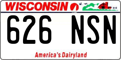 WI license plate 626NSN