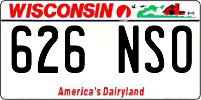 WI license plate 626NSO