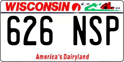 WI license plate 626NSP