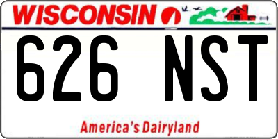 WI license plate 626NST