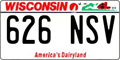 WI license plate 626NSV
