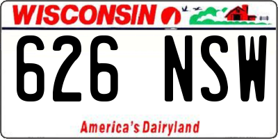 WI license plate 626NSW
