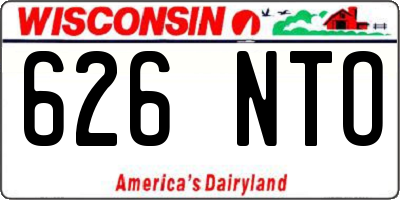 WI license plate 626NTO