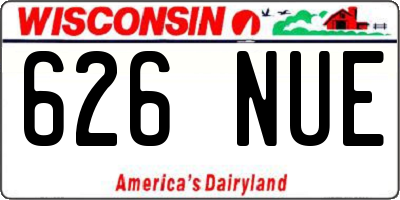 WI license plate 626NUE