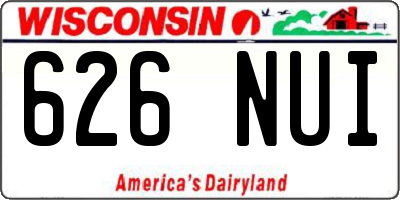 WI license plate 626NUI