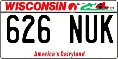 WI license plate 626NUK