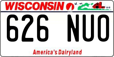 WI license plate 626NUO
