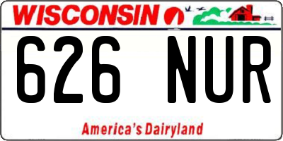 WI license plate 626NUR