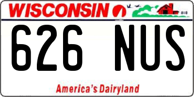 WI license plate 626NUS