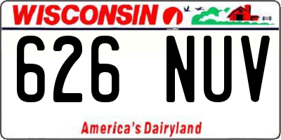 WI license plate 626NUV