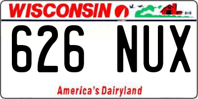 WI license plate 626NUX