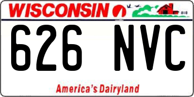 WI license plate 626NVC
