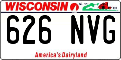 WI license plate 626NVG