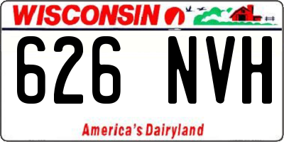 WI license plate 626NVH