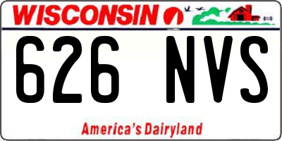 WI license plate 626NVS