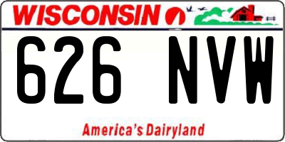 WI license plate 626NVW