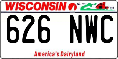 WI license plate 626NWC