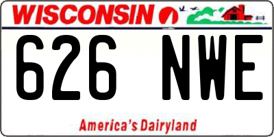WI license plate 626NWE