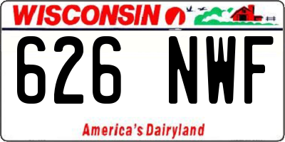 WI license plate 626NWF