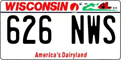 WI license plate 626NWS