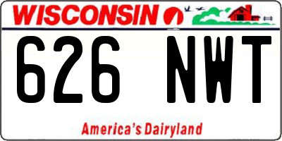 WI license plate 626NWT