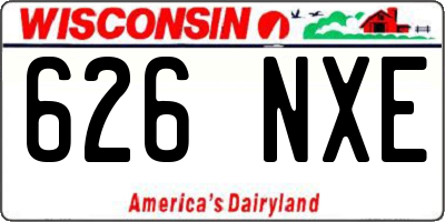 WI license plate 626NXE