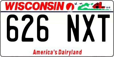 WI license plate 626NXT