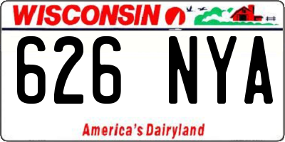 WI license plate 626NYA