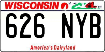 WI license plate 626NYB