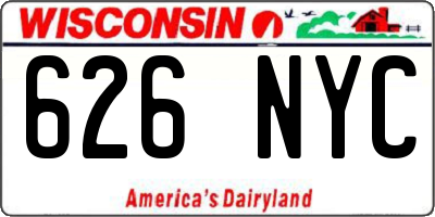 WI license plate 626NYC