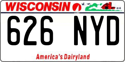 WI license plate 626NYD