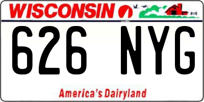 WI license plate 626NYG