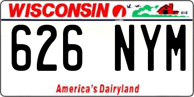 WI license plate 626NYM