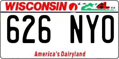 WI license plate 626NYO