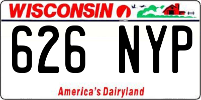 WI license plate 626NYP