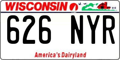 WI license plate 626NYR