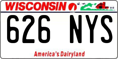 WI license plate 626NYS