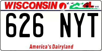 WI license plate 626NYT