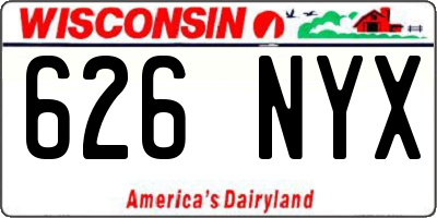 WI license plate 626NYX